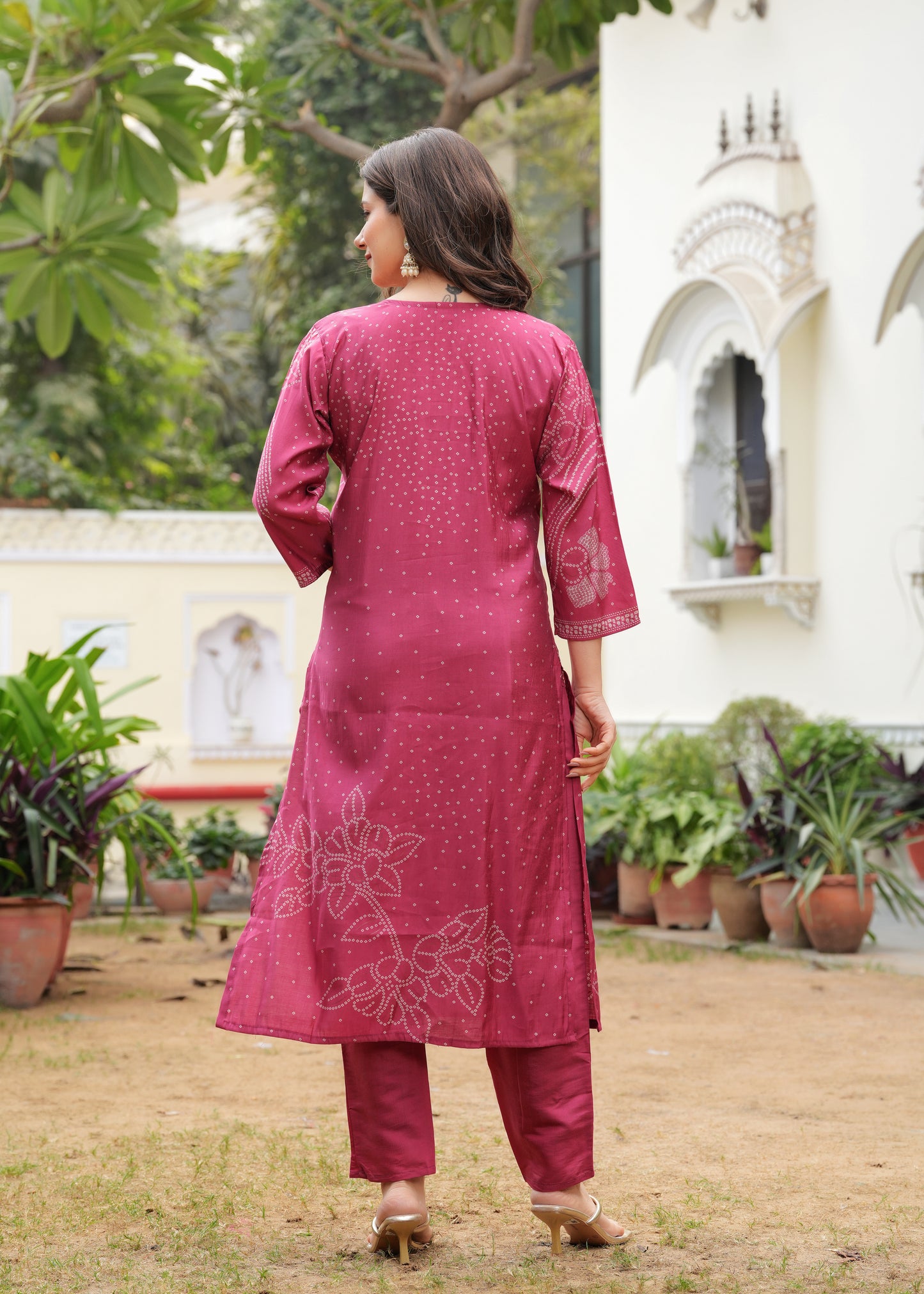 Pink Viscose Straight Printed  Kurta and Palazzo With Dupatta